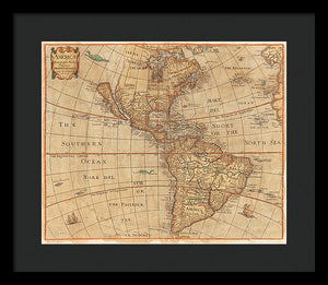 Old Map Of The Americas 1660  - Framed Print