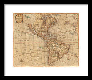 Old Map Of The Americas 1660  - Framed Print