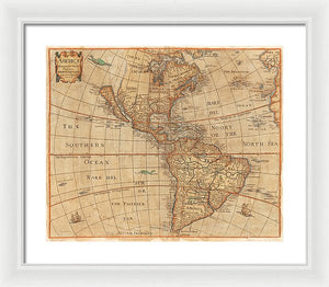 Old Map Of The Americas 1660  - Framed Print