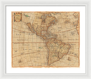 Old Map Of The Americas 1660  - Framed Print