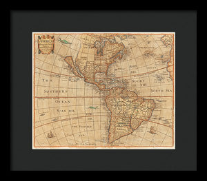 Old Map Of The Americas 1660  - Framed Print