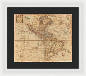 Old Map Of The Americas 1660  - Framed Print