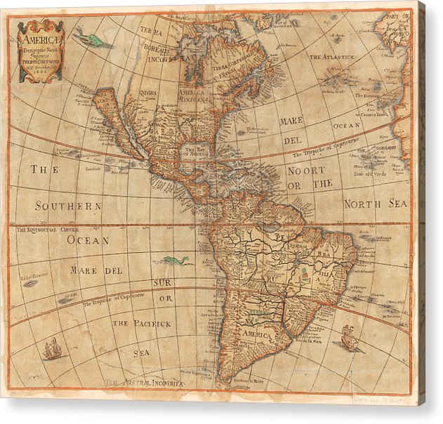 Old Map Of The Americas 1660  - Acrylic Print