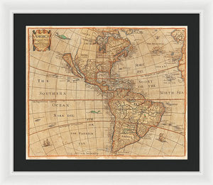 Old Map Of The Americas 1660  - Framed Print