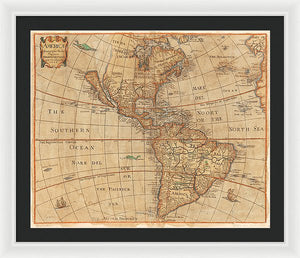 Old Map Of The Americas 1660  - Framed Print