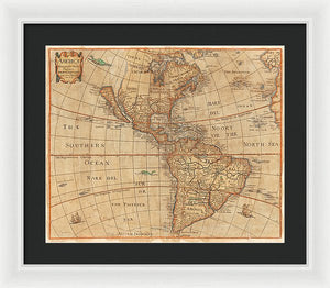 Old Map Of The Americas 1660  - Framed Print