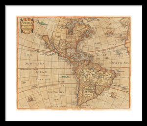 Old Map Of The Americas 1660  - Framed Print