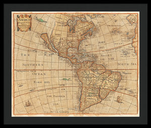 Old Map Of The Americas 1660  - Framed Print