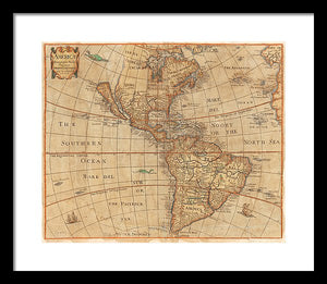 Old Map Of The Americas 1660  - Framed Print