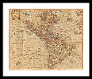 Old Map Of The Americas 1660  - Framed Print