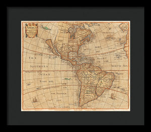 Old Map Of The Americas 1660  - Framed Print