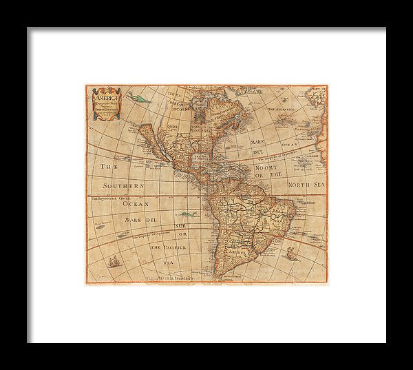 Old Map Of The Americas 1660  - Framed Print