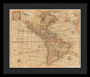 Old Map Of The Americas 1660  - Framed Print