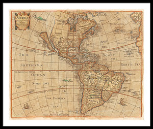 Old Map Of The Americas 1660  - Framed Print