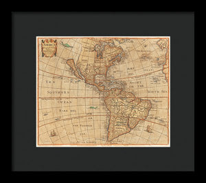 Old Map Of The Americas 1660  - Framed Print