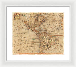 Old Map Of The Americas 1660  - Framed Print