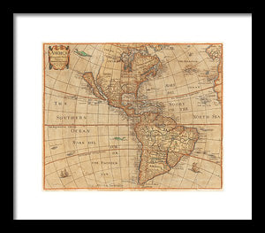 Old Map Of The Americas 1660  - Framed Print