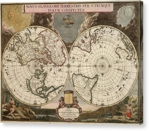 Old 1672 Map Of The World - Canvas Print