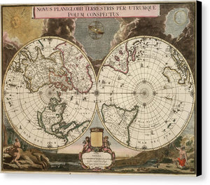 Old 1672 Map Of The World - Canvas Print