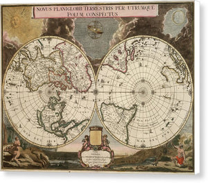 Old 1672 Map Of The World - Canvas Print