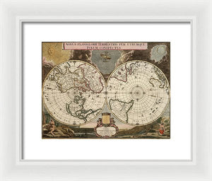 Old 1672 Map Of The World - Framed Print