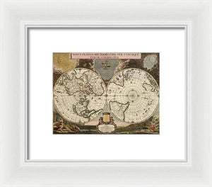 Old 1672 Map Of The World - Framed Print