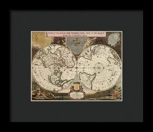 Old 1672 Map Of The World - Framed Print