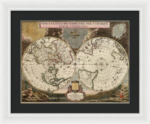 Old 1672 Map Of The World - Framed Print