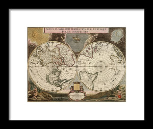 Old 1672 Map Of The World - Framed Print