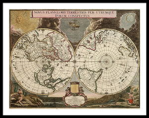 Old 1672 Map Of The World - Framed Print