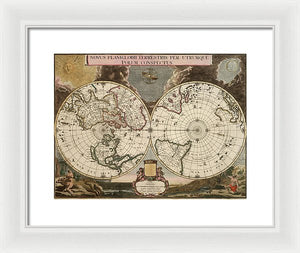 Old 1672 Map Of The World - Framed Print