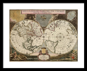 Old 1672 Map Of The World - Framed Print