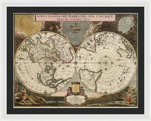 Load image into Gallery viewer, Old 1672 Map Of The World - Framed Print