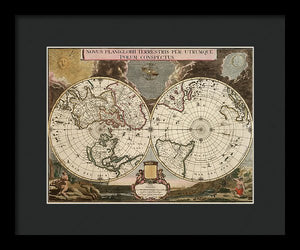 Old 1672 Map Of The World - Framed Print