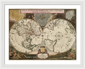 Old 1672 Map Of The World - Framed Print