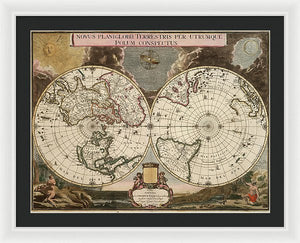 Old 1672 Map Of The World - Framed Print