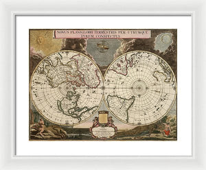 Old 1672 Map Of The World - Framed Print