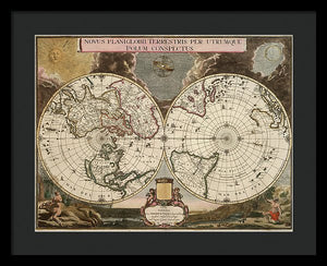 Old 1672 Map Of The World - Framed Print