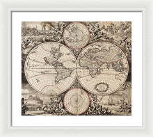 Load image into Gallery viewer, Old 1675 Map Of The World - Framed Print