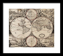 Load image into Gallery viewer, Old 1675 Map Of The World - Framed Print