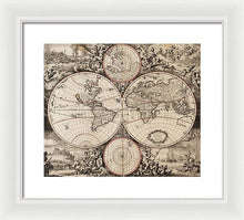 Load image into Gallery viewer, Old 1675 Map Of The World - Framed Print