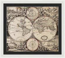 Load image into Gallery viewer, Old 1675 Map Of The World - Framed Print