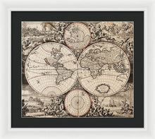 Load image into Gallery viewer, Old 1675 Map Of The World - Framed Print