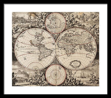 Load image into Gallery viewer, Old 1675 Map Of The World - Framed Print