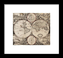 Load image into Gallery viewer, Old 1675 Map Of The World - Framed Print