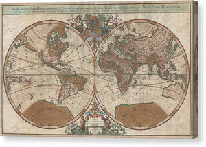 Old 1691 Map Of The World - Canvas Print