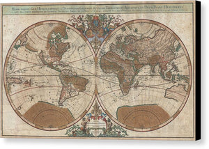 Old 1691 Map Of The World - Canvas Print