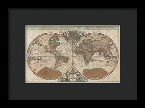 Old 1691 Map Of The World - Framed Print