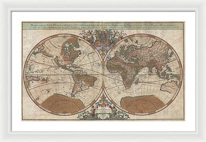 Old 1691 Map Of The World - Framed Print