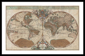 Old 1691 Map Of The World - Framed Print